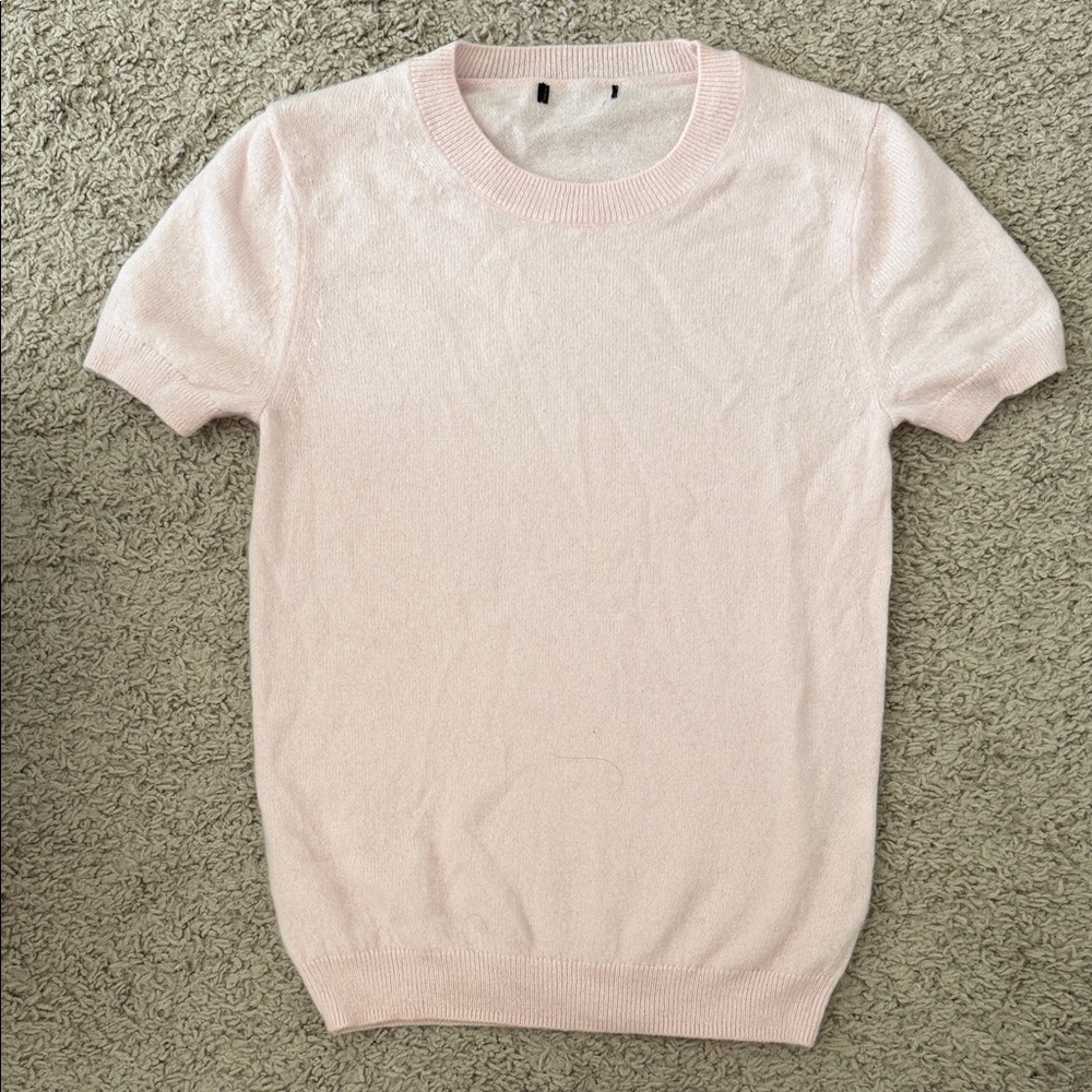 J. Crew Light Pink Short Sleeve Cashmere Top